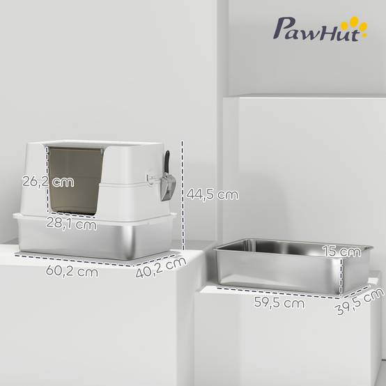 Maison de toilette acier plastique pour intérieur double entrée bac XL 60cm gris - ComfortXL Outdoor Living - Image 5
