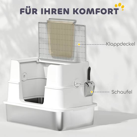 Maison de toilette acier plastique pour intérieur double entrée bac XL 60cm gris - ComfortXL Outdoor Living - Image 10