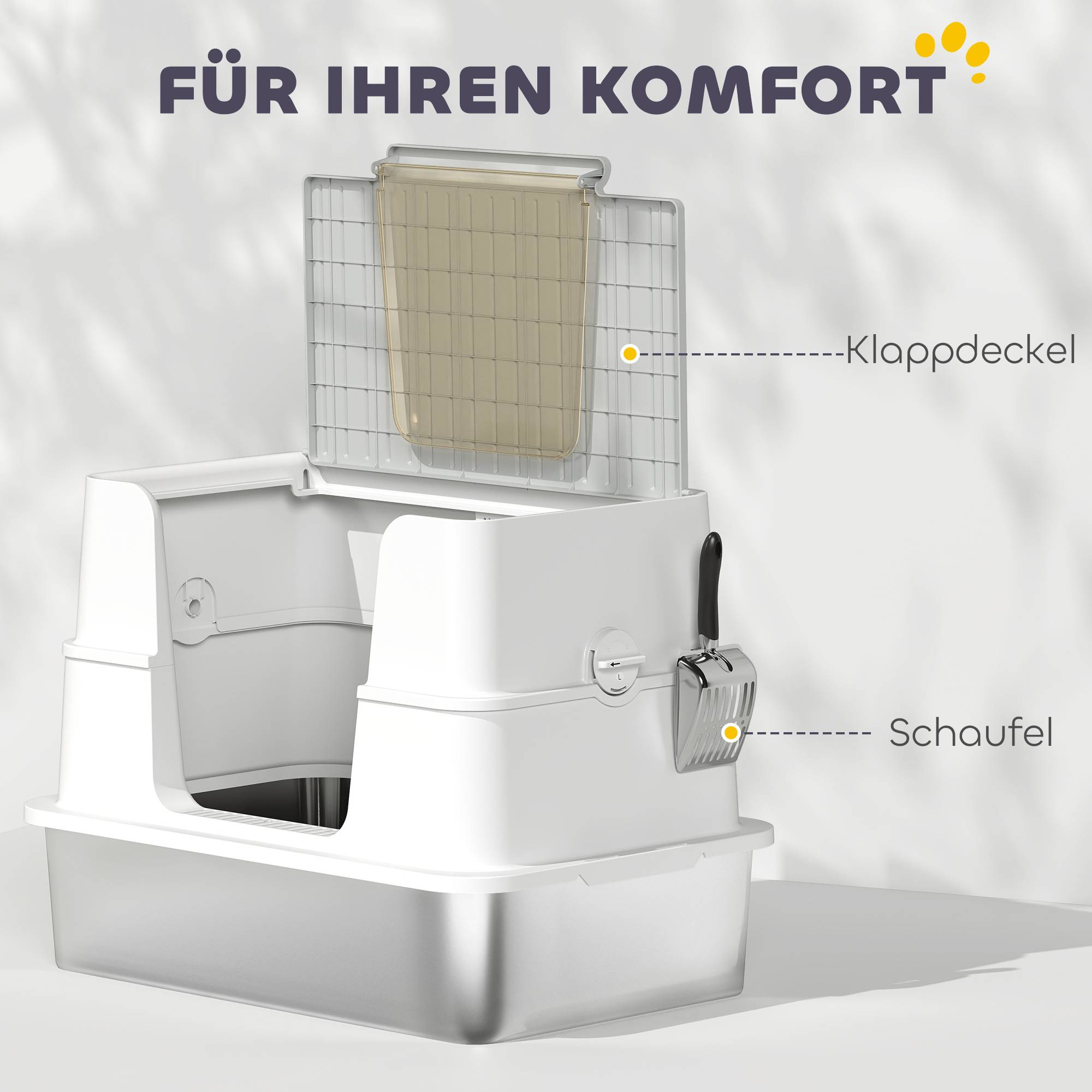 Maison de toilette acier plastique pour intérieur double entrée bac XL 60cm gris - ComfortXL Outdoor Living - Image 10