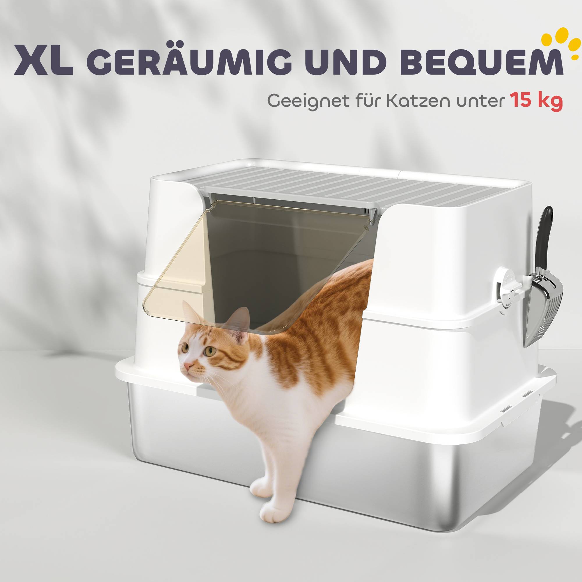 Maison de toilette acier plastique pour intérieur double entrée bac XL 60cm gris - ComfortXL Outdoor Living - Image 7