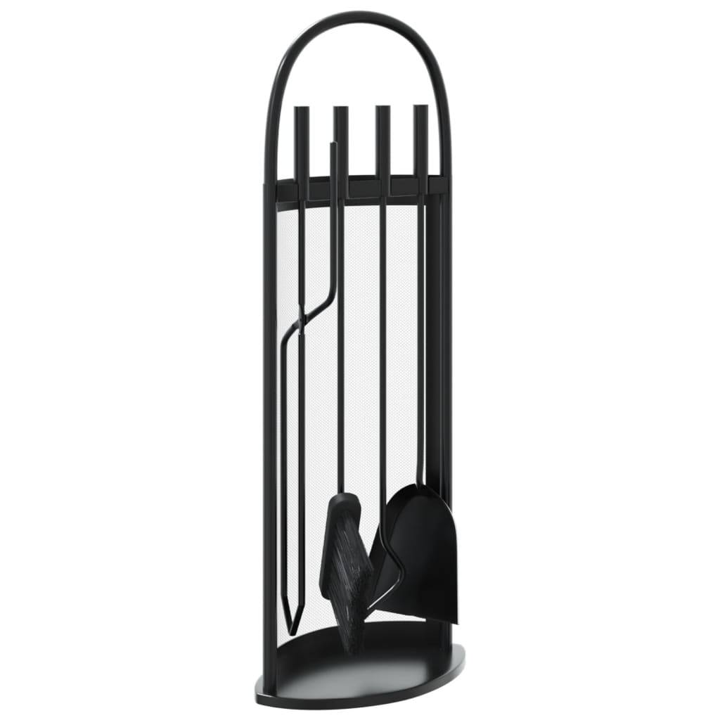 Set Serviteur de Cheminée Acier 5 Pièces pour Foyer Entretien du Feu 66 cm Noir - ComfortXL Outdoor Living - Image 2