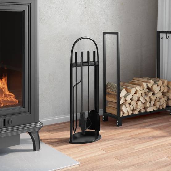 Set Serviteur de Cheminée Acier 5 Pièces pour Foyer Entretien du Feu 66 cm Noir - ComfortXL Outdoor Living - Image 3