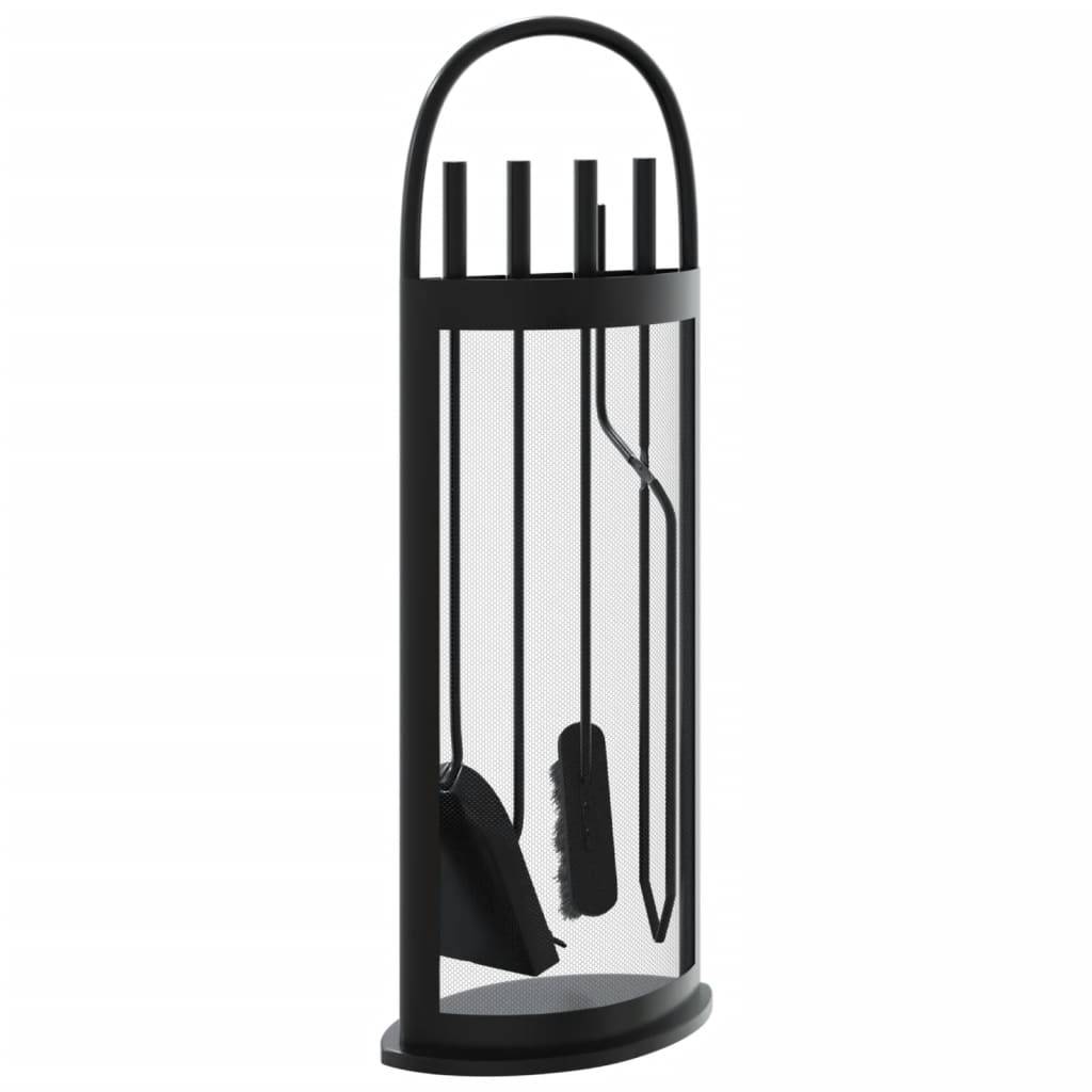 Set Serviteur de Cheminée Acier 5 Pièces pour Foyer Entretien du Feu 66 cm Noir - ComfortXL Outdoor Living - Image 6