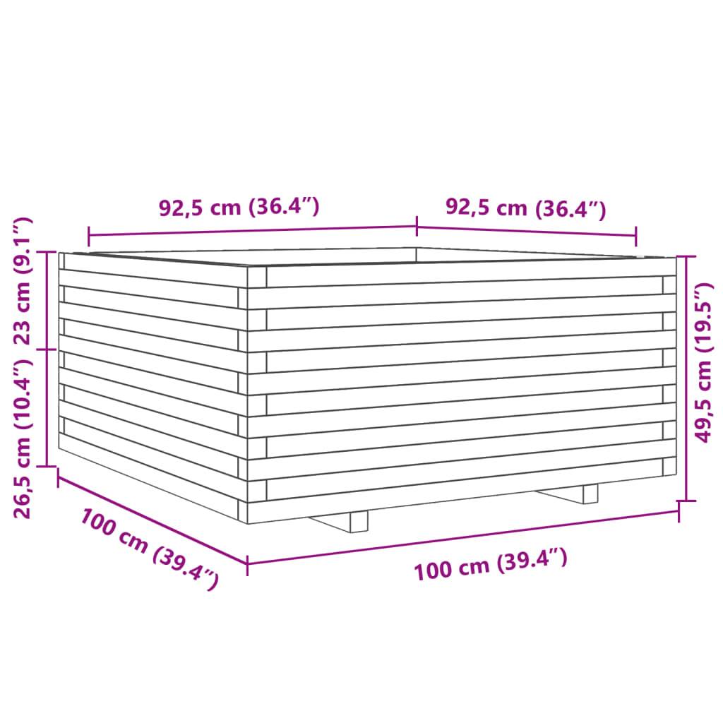 Jardinière Bois Pin Massif Cire Marron 100 x 100 x 49.5 cm - PANGIVO - Image 10