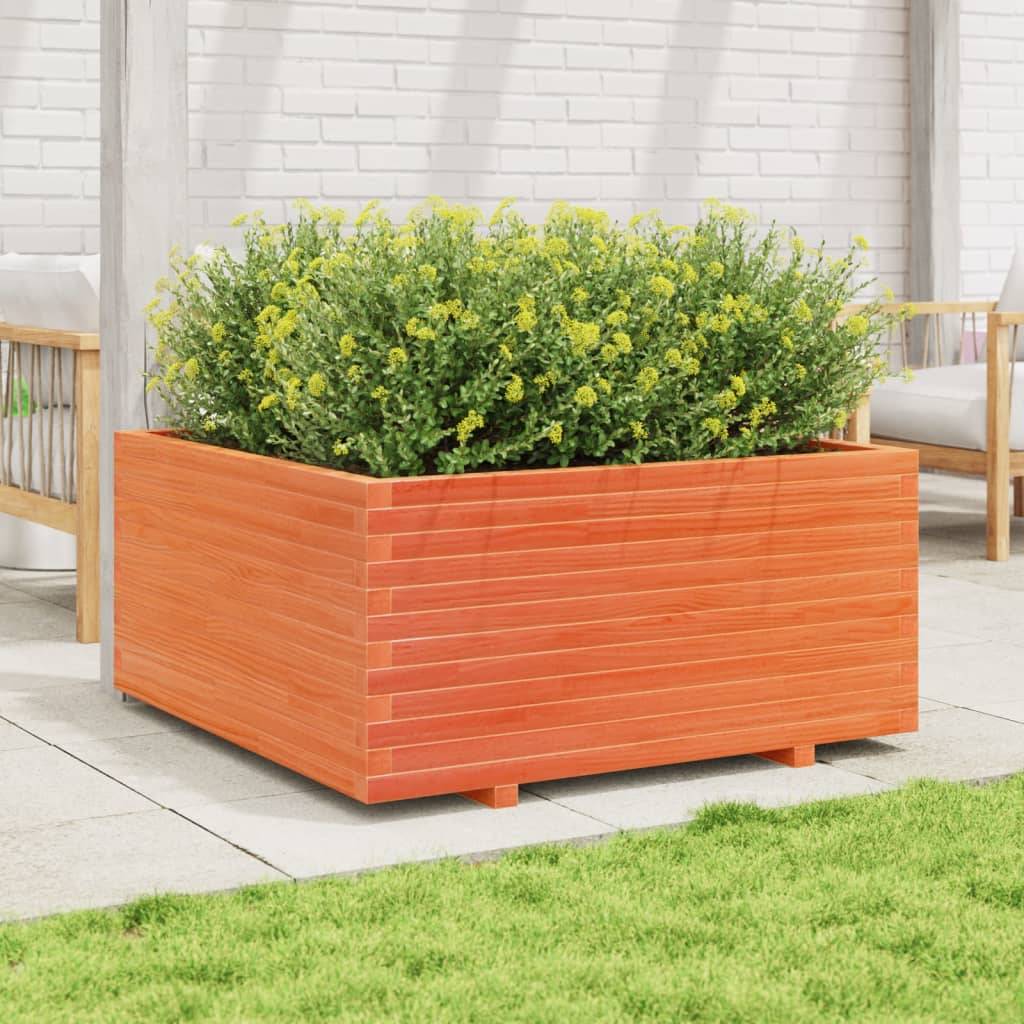 Jardinière Bois Pin Massif Cire Marron 100 x 100 x 49.5 cm - PANGIVO - Image 3