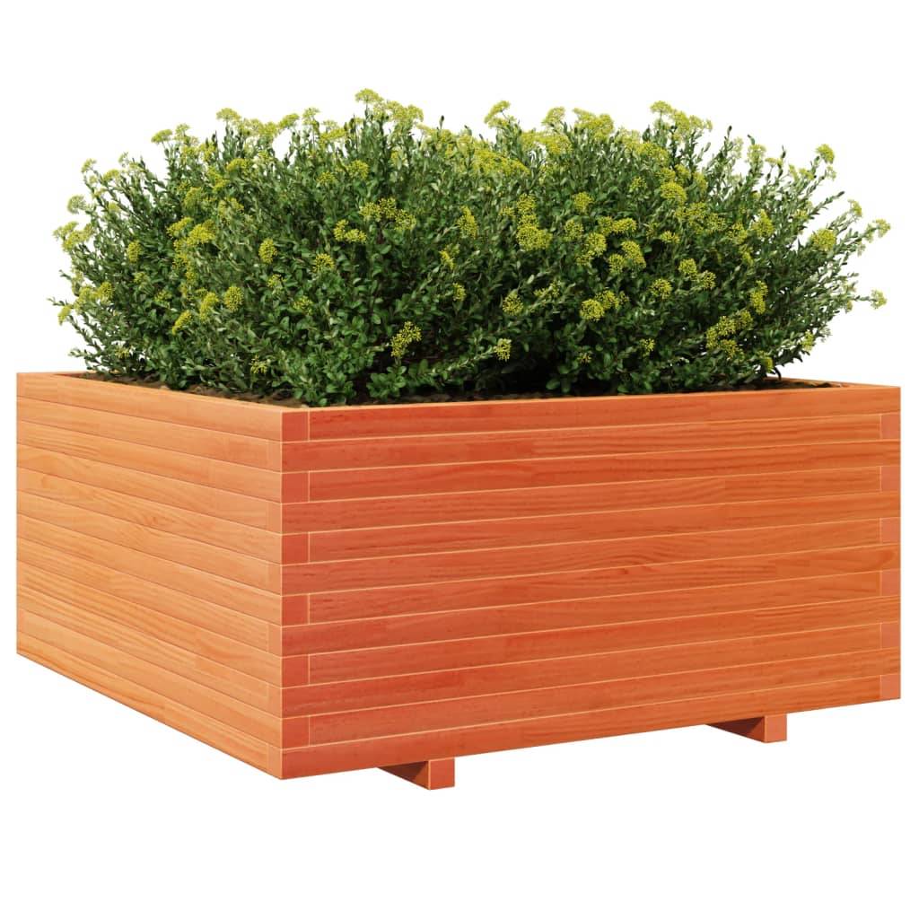 Jardinière Bois Pin Massif Cire Marron 100 x 100 x 49.5 cm - PANGIVO - Image 4