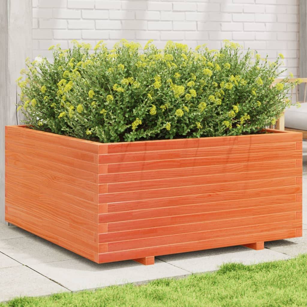 Jardinière Bois Pin Massif Cire Marron 100 x 100 x 49.5 cm - PANGIVO - Image 1