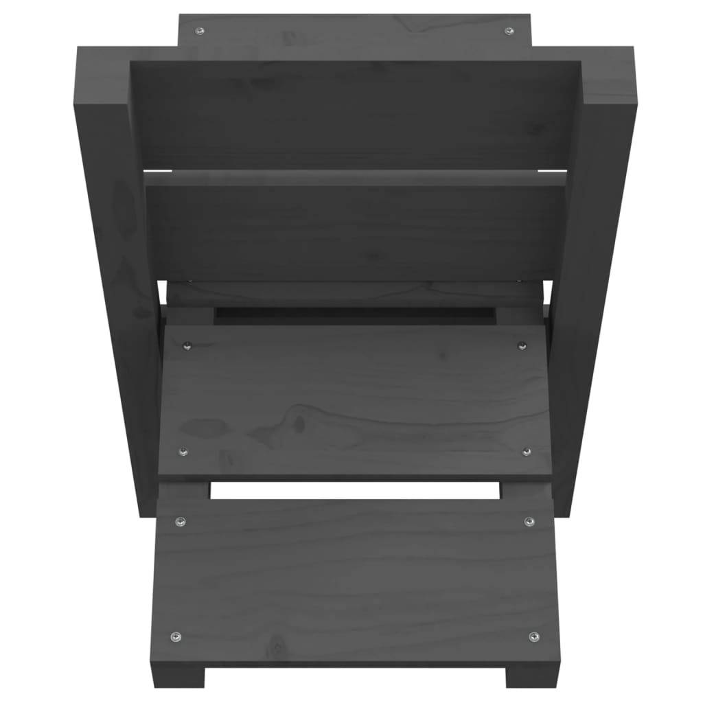 Porte-bûches intérieur en bois de pin massif Stockage bois de chauffage 47x39,5x48 cm Gris - ComfortXL Outdoor Living - Image 6