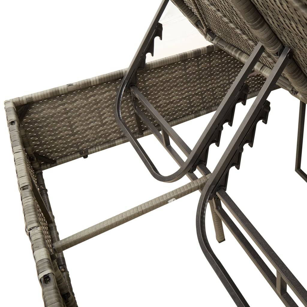 PANGIVO - Chaise longue double avec coussins et parasol gris résine tressée 200 x 164 x 176 cm - PANGIVO - Image 8