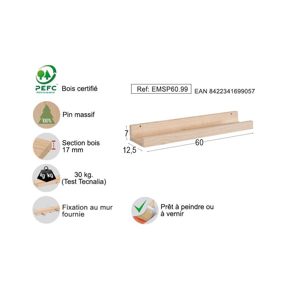 Étagère en pin Kit Line 60 cm - Imagen 3