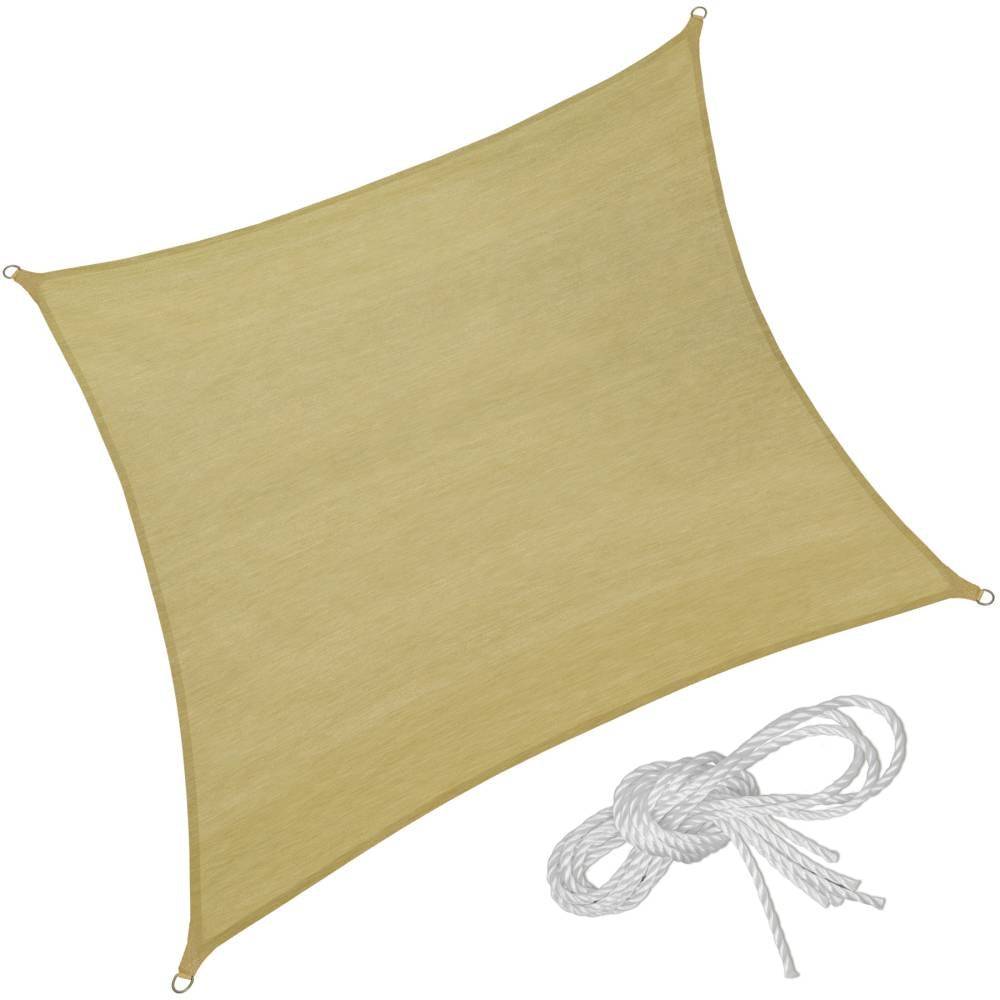 Helloshop26 - Voile d'ombrage taud de soleil 5 x 5 m mobilier de jardin beige - Imagen 1