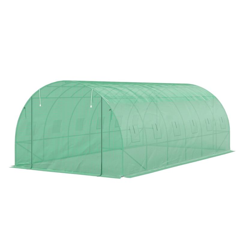 Serre Tunnel Jardin 18m² Acier et PE Vert 600x300cm Portes Enroulables - ComfortXL Outdoor Living - Image 2