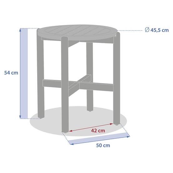Hesperide - Table d appoint de jardin ronde "Deona" 50cm x 54cm en acacia Hespéride - Image 6