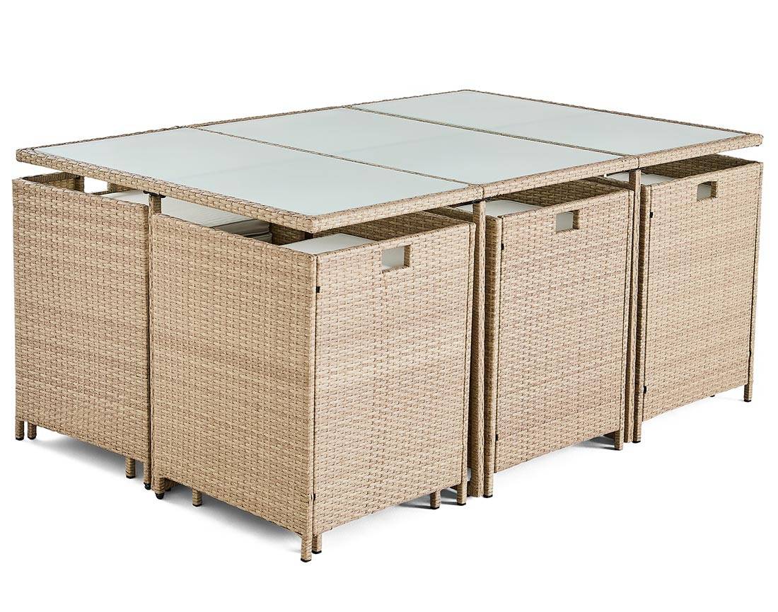 Salon de jardin encastrable 10 places en résine tressée beige avec coussins et housse – Best Mobilier - Image 4