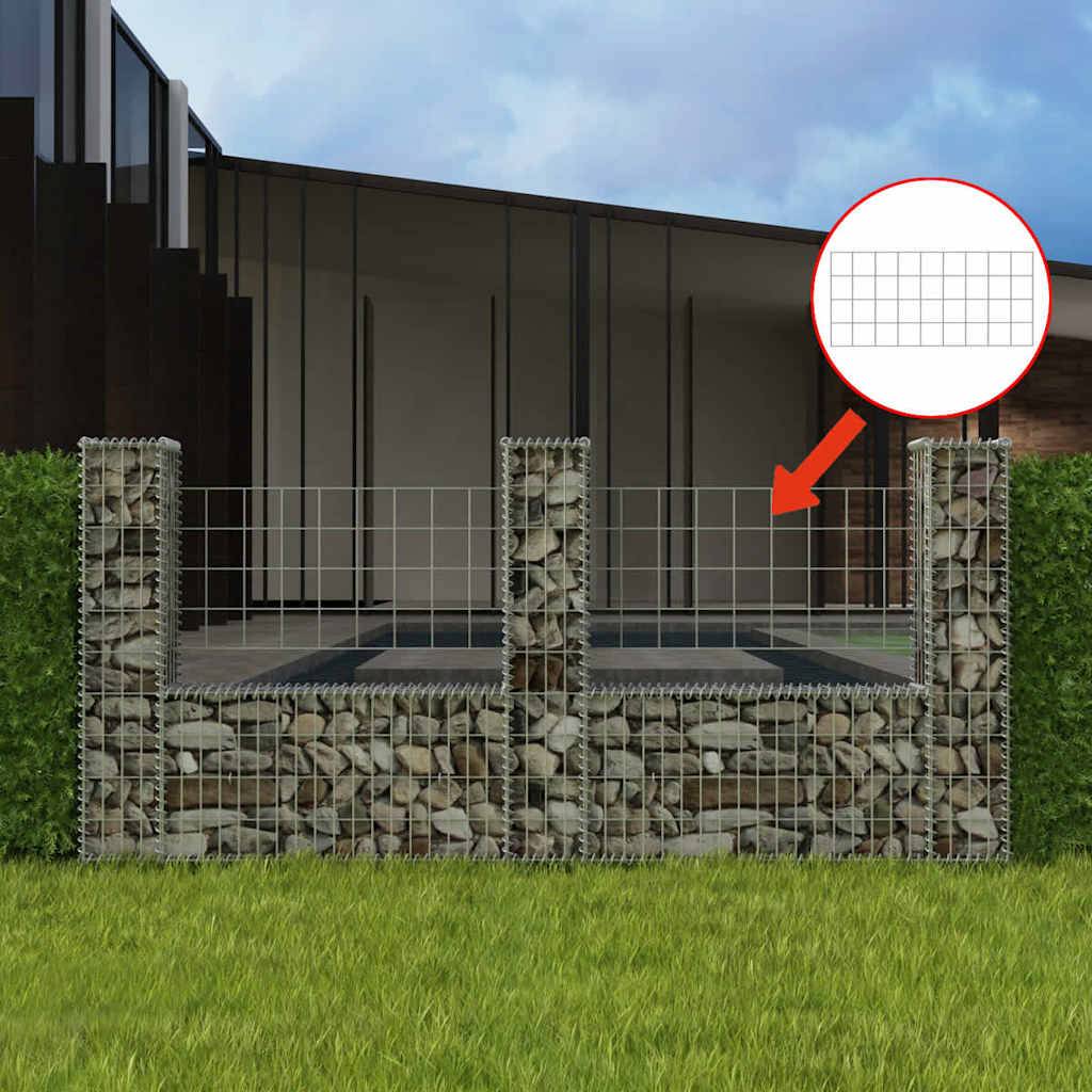 Panier de gabion en forme de U Acier galvanisé Argenté 240 x 20 x 100 cm - PANGIVO - Image 1