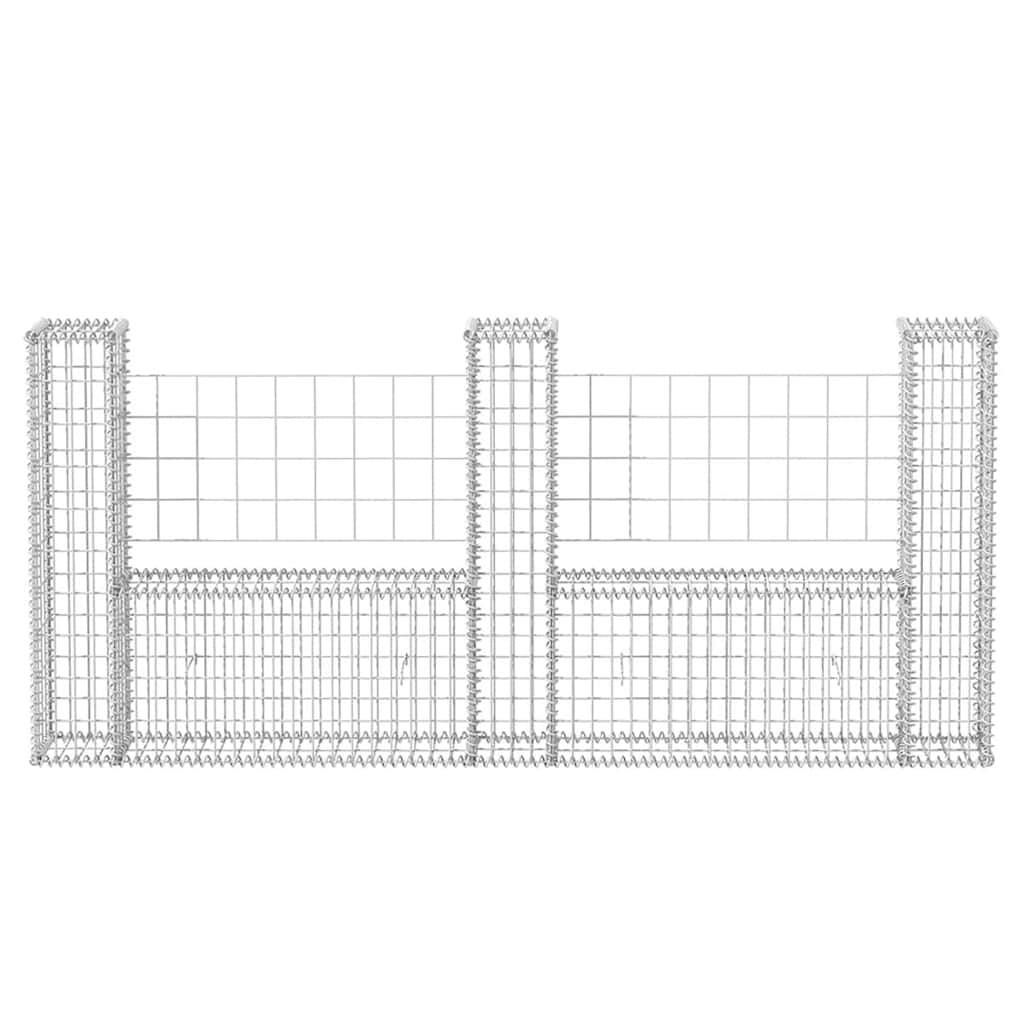 Panier de gabion en forme de U Acier galvanisé Argenté 240 x 20 x 100 cm - PANGIVO - Image 4