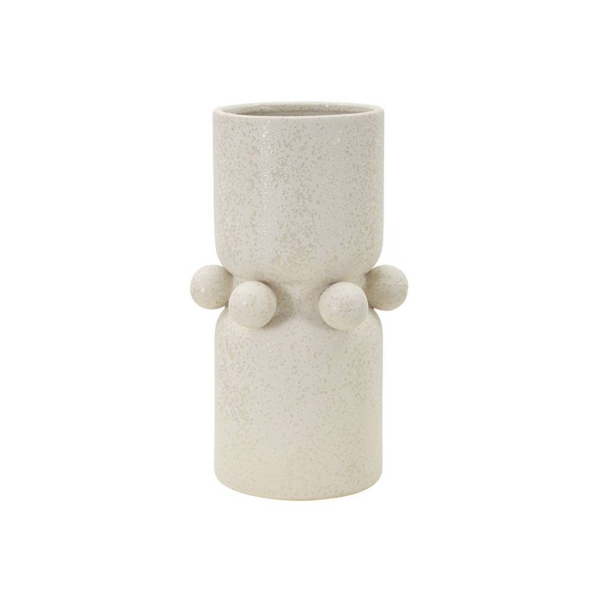 Paris Prix - Vase Cylindrique en Céramique "Bubbles" 28cm Crème