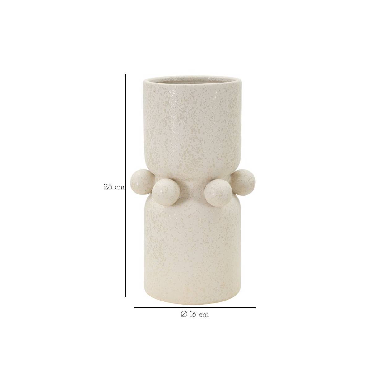 Paris Prix - Vase Cylindrique en Céramique "Bubbles" 28cm Crème - Image 6