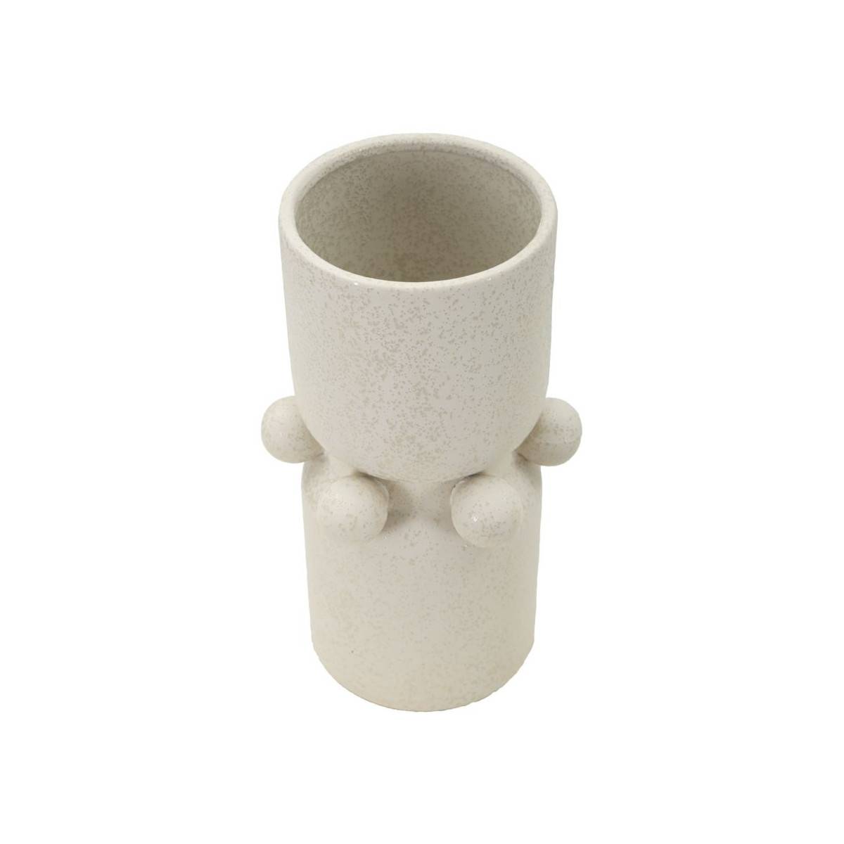 Paris Prix - Vase Cylindrique en Céramique "Bubbles" 28cm Crème - Image 2