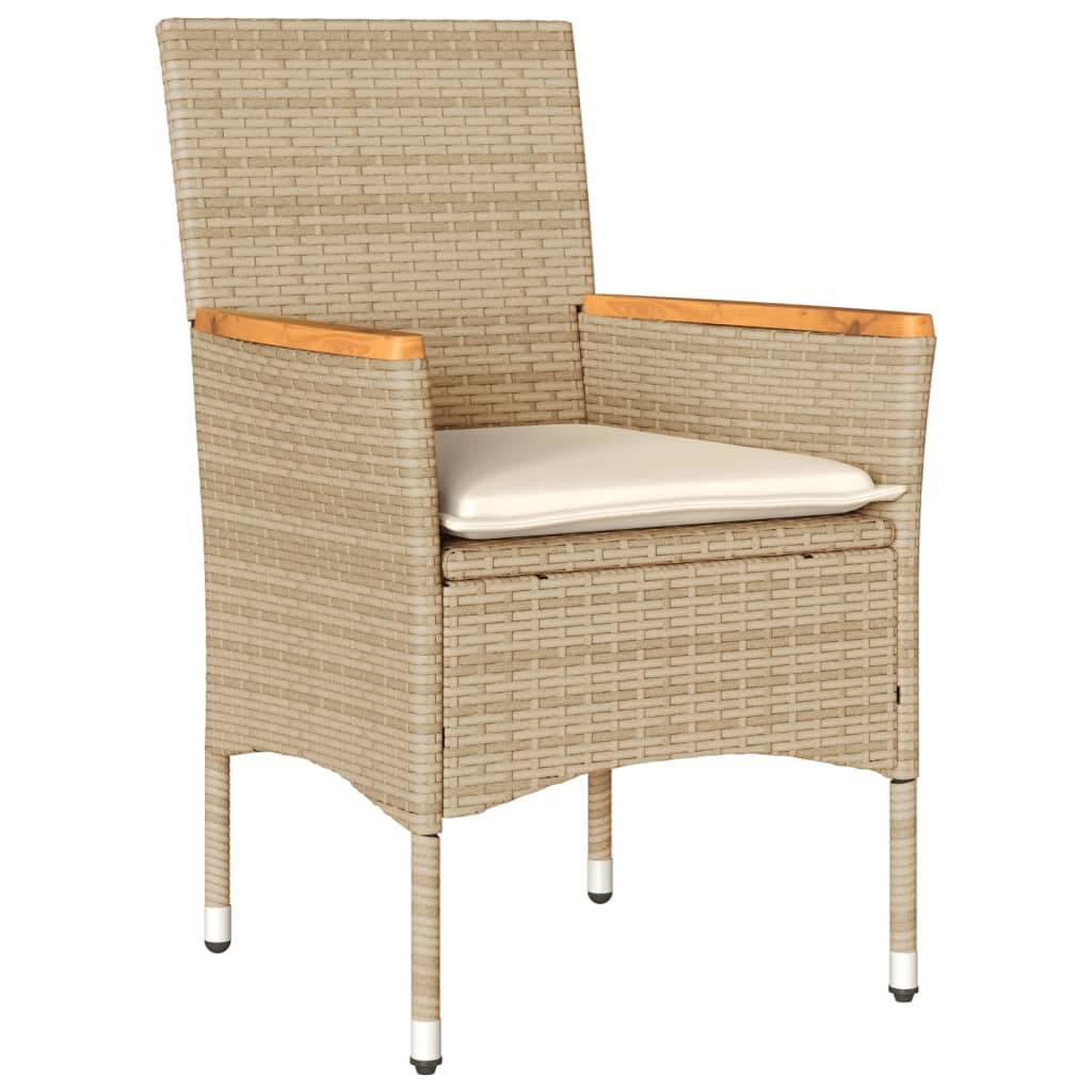 Maison Chic - Ensemble de 3 pcs table de jardin et chaises avec coussins - mobilier de jardin beige rotin acacia-JU2582 - Image 3