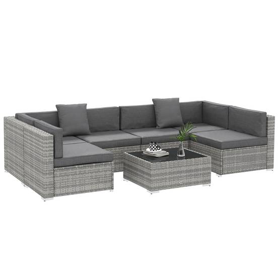 ComfortXL - Salon de jardin modulable 6 places résine tressée terrasse coussins gris - ComfortXL Outdoor Living - Image 1