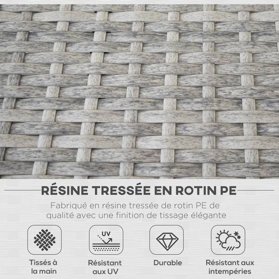 ComfortXL - Salon de jardin modulable 6 places résine tressée terrasse coussins gris - ComfortXL Outdoor Living - Image 6
