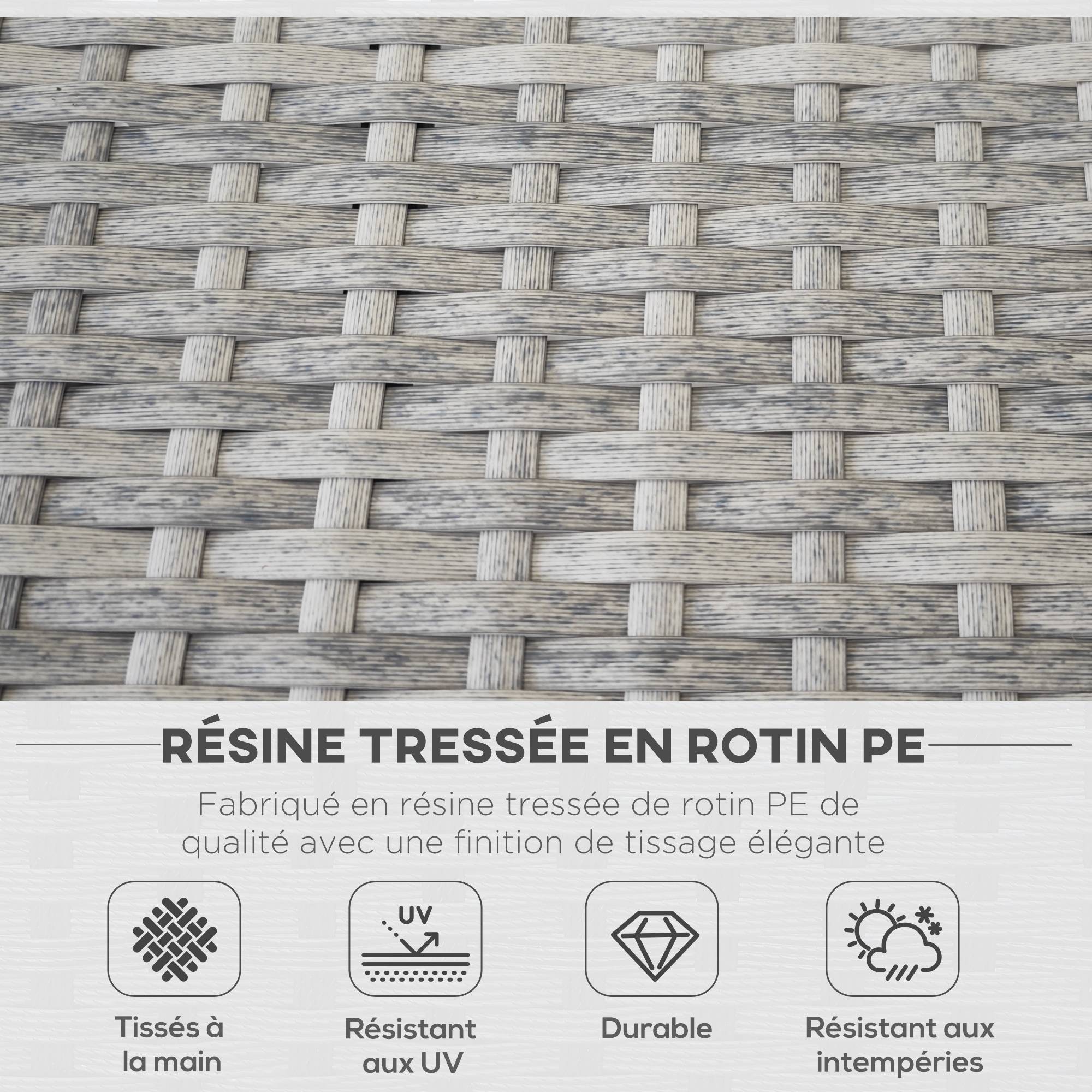 ComfortXL - Salon de jardin modulable 6 places résine tressée terrasse coussins gris - ComfortXL Outdoor Living - Image 6