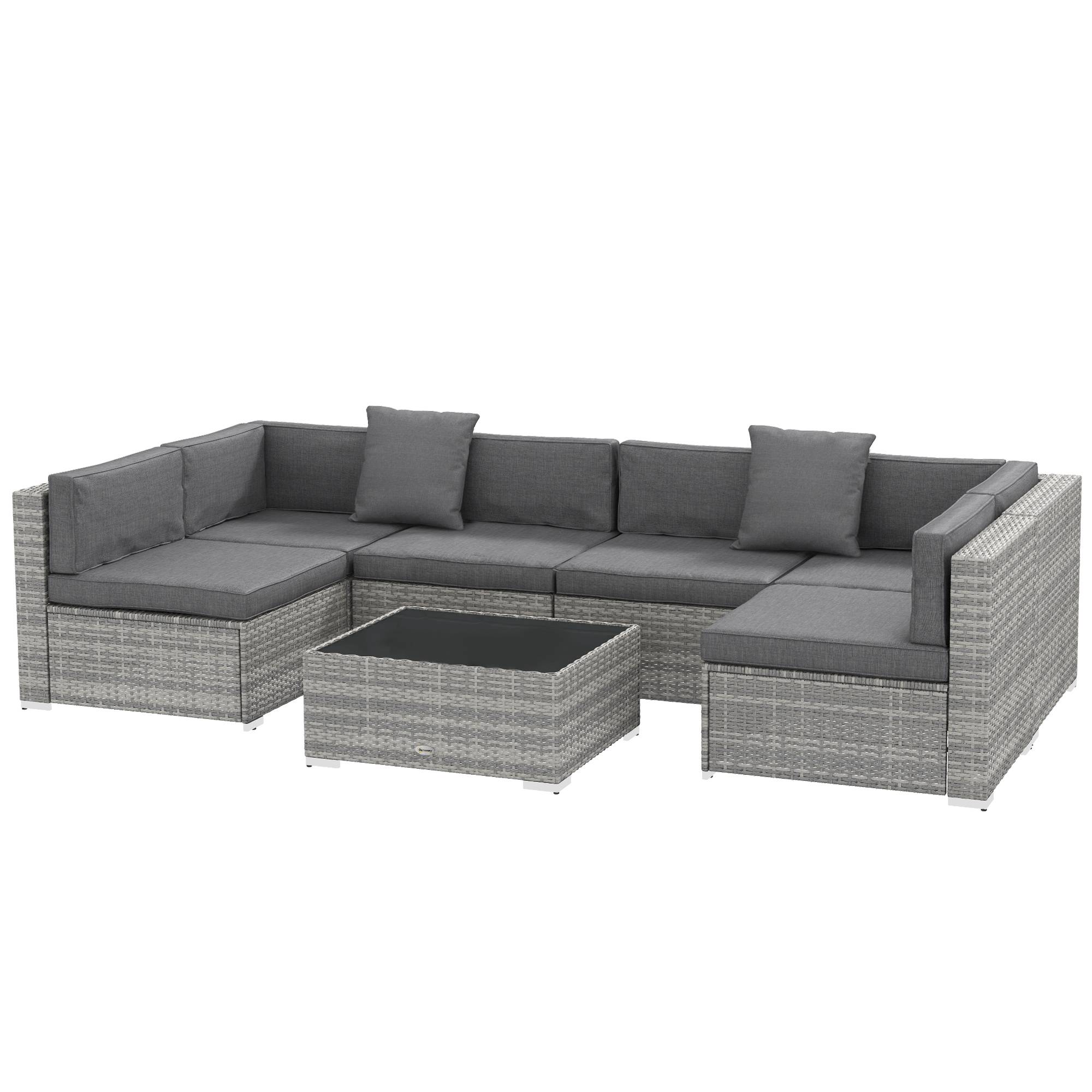 ComfortXL - Salon de jardin modulable 6 places résine tressée terrasse coussins gris - ComfortXL Outdoor Living - Image 2