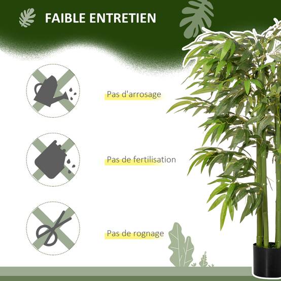Plante artificielle bambou arbre artificiel 140 cm avec pot, fausse plante décoration d'intérieur - Image 8