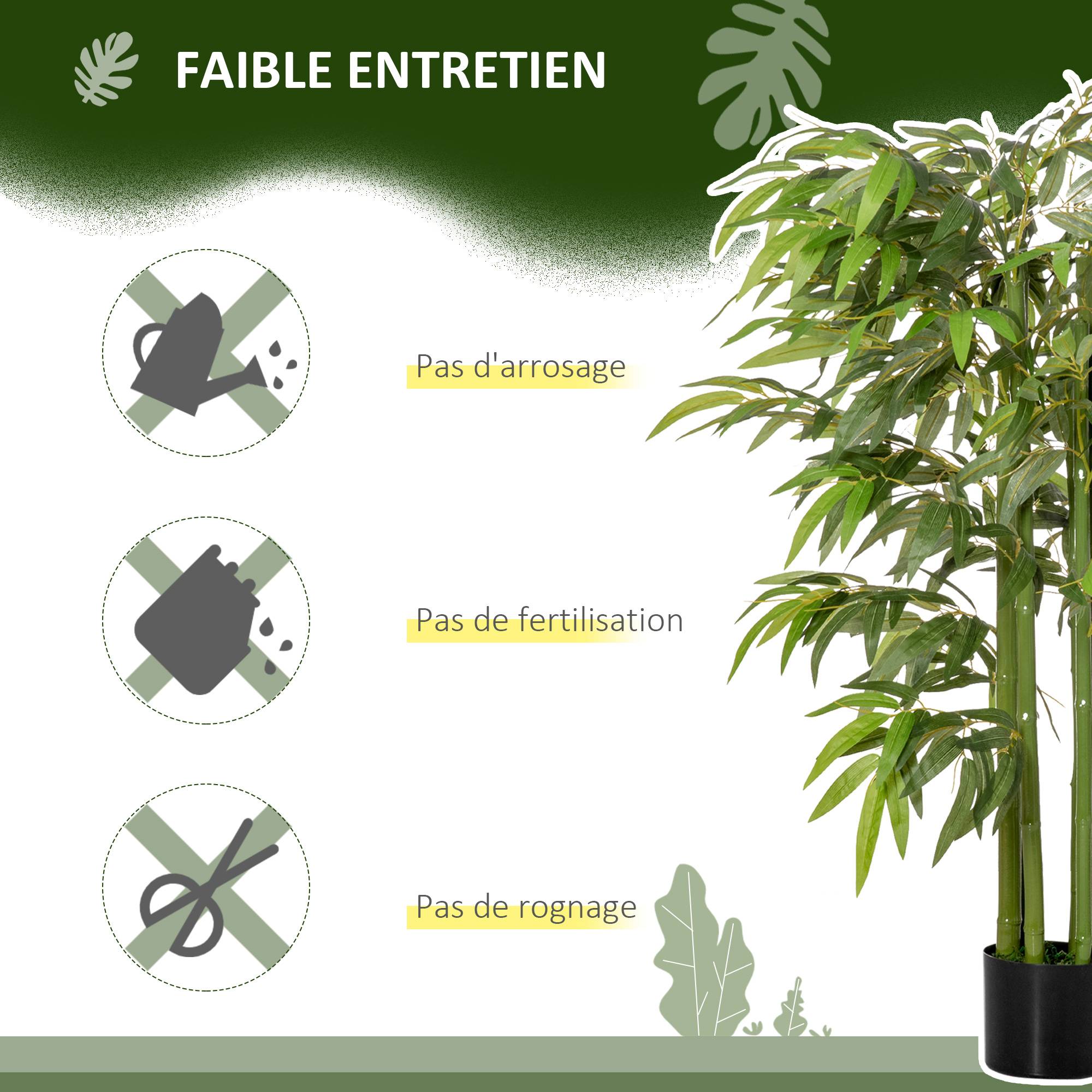 Plante artificielle bambou arbre artificiel 140 cm avec pot, fausse plante décoration d'intérieur - Image 8