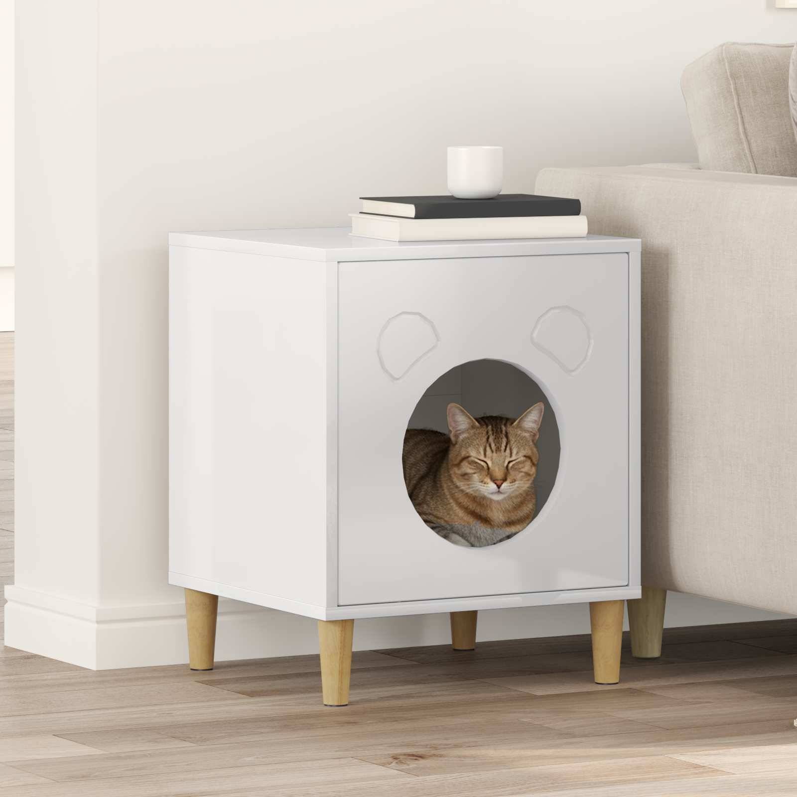Cube Chat Design Brillant Repos Blanc 53cm pour Petit Chat Moderne - ComfortXL Outdoor Living - Image 1