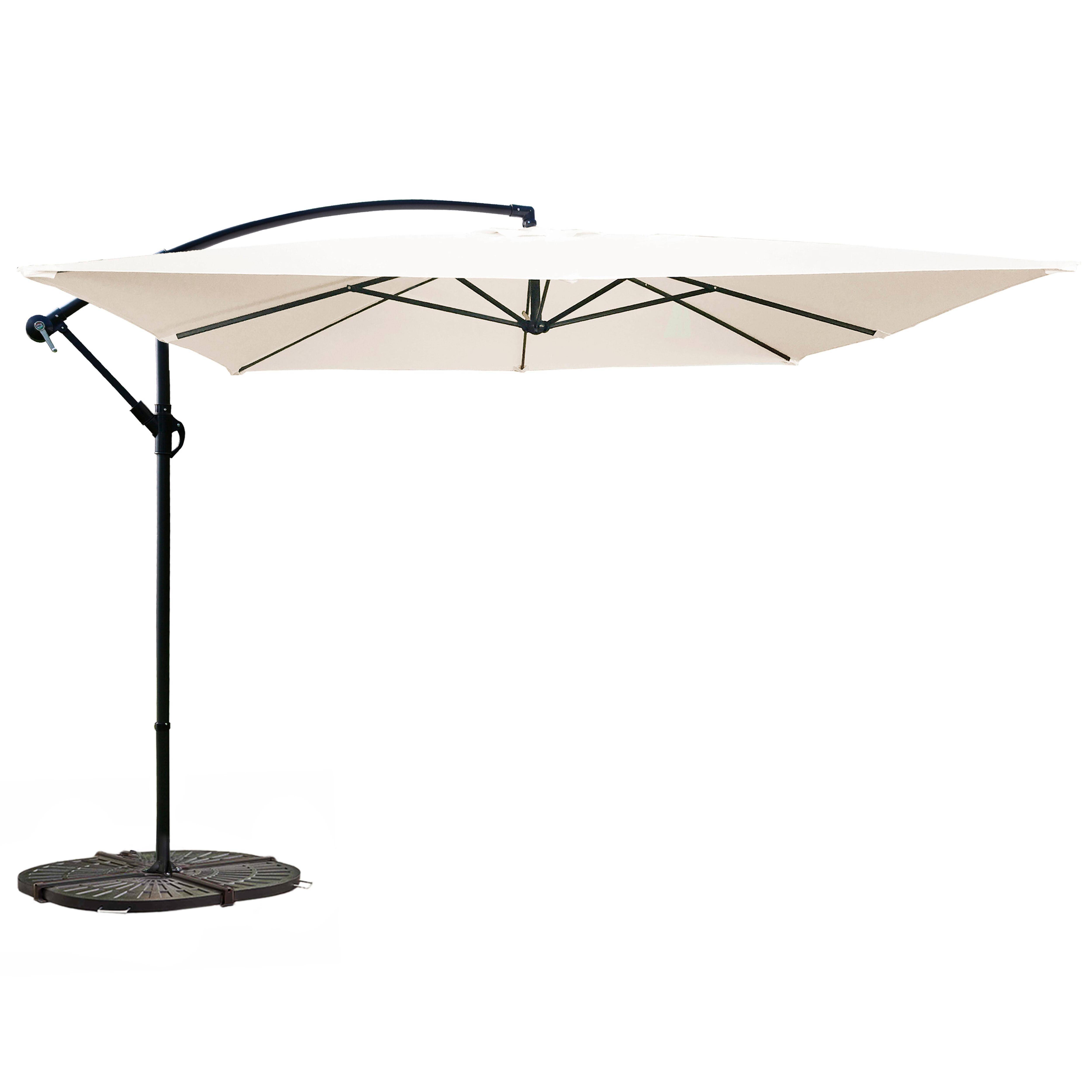 Oviala - Parasol déporté 3x3m et 4 dalles à lestées blanc Genova - Oviala - Imagen 1