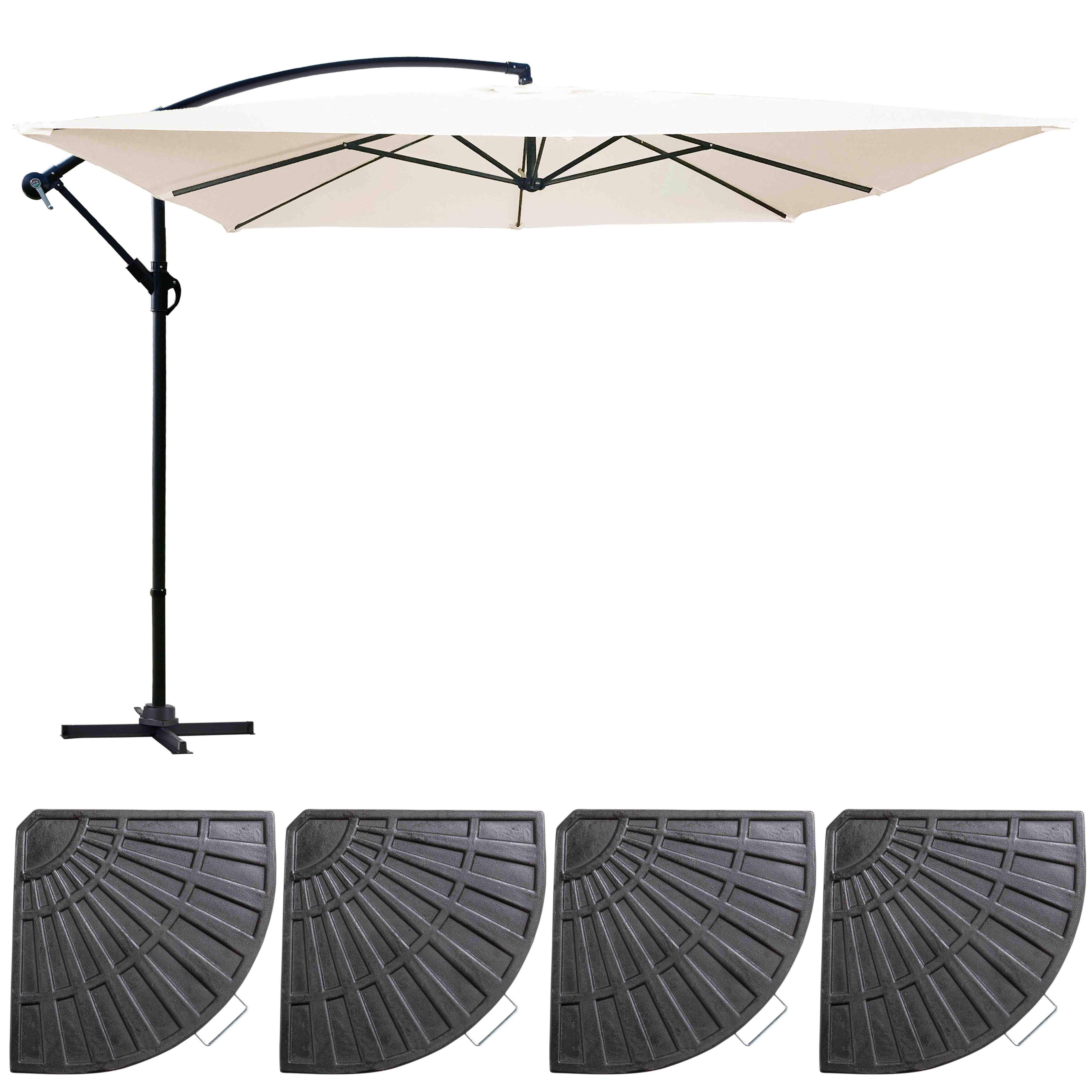 Oviala - Parasol déporté 3x3m et 4 dalles à lestées blanc Genova - Oviala - Image 2