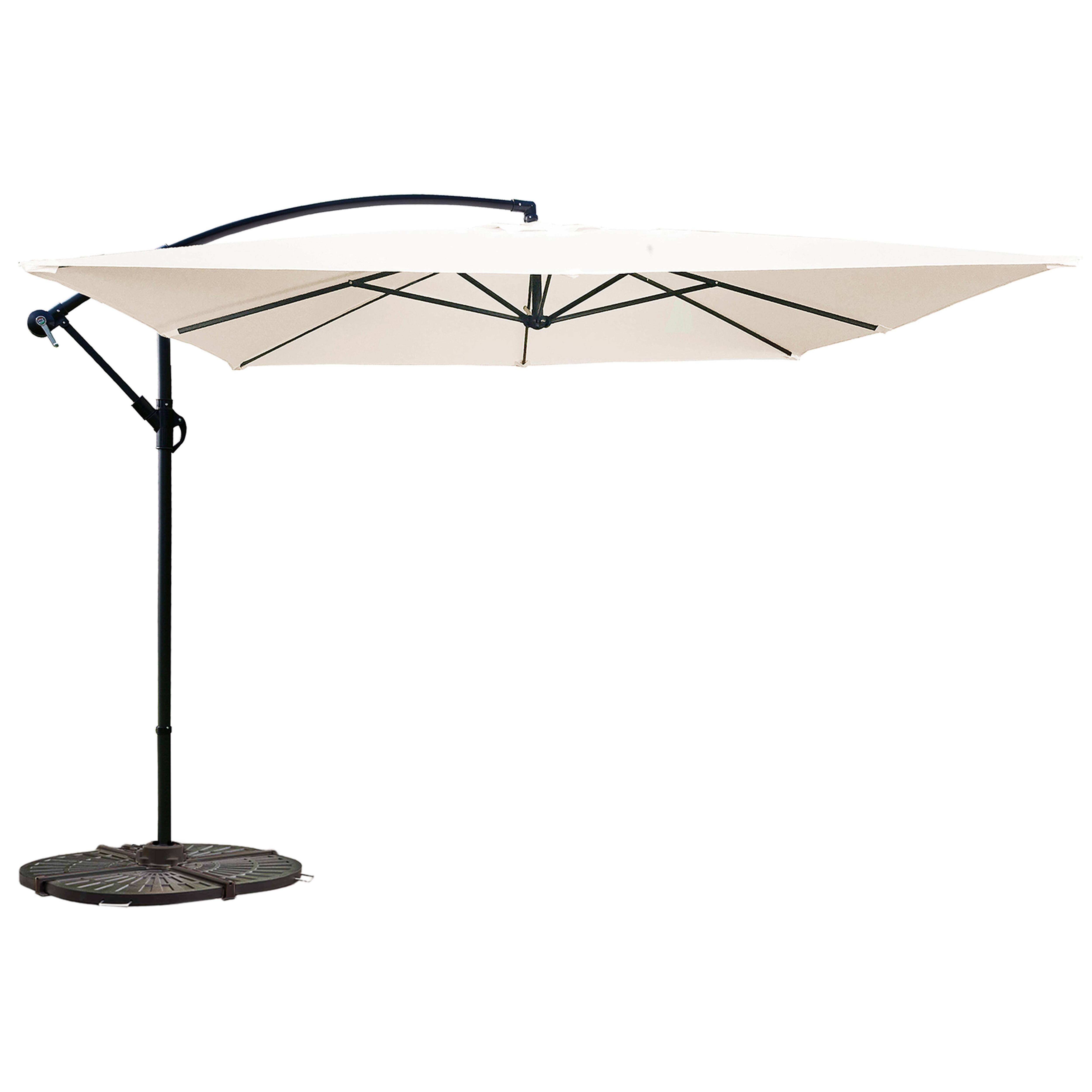 Oviala - Parasol déporté 3x3m et 4 dalles à lestées blanc Genova - Oviala - Image 1