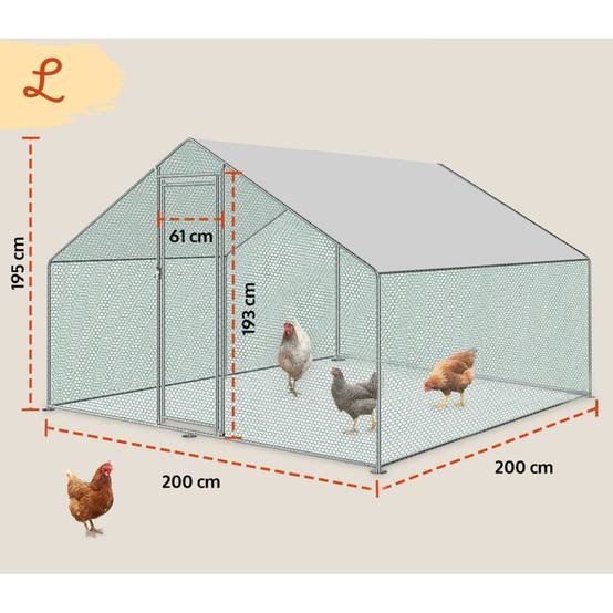 Enclos poulailler 4m2 parc grillage metal inclus bâche pout toit imperméable UV - Image 1