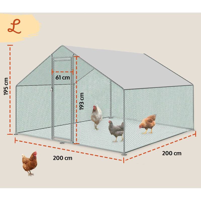 Enclos poulailler 4m2 parc grillage metal inclus bâche pout toit imperméable UV - Image 1