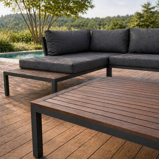 Salon de jardin 3-4 places avec table basse gris foncé MAJURO - Image 6