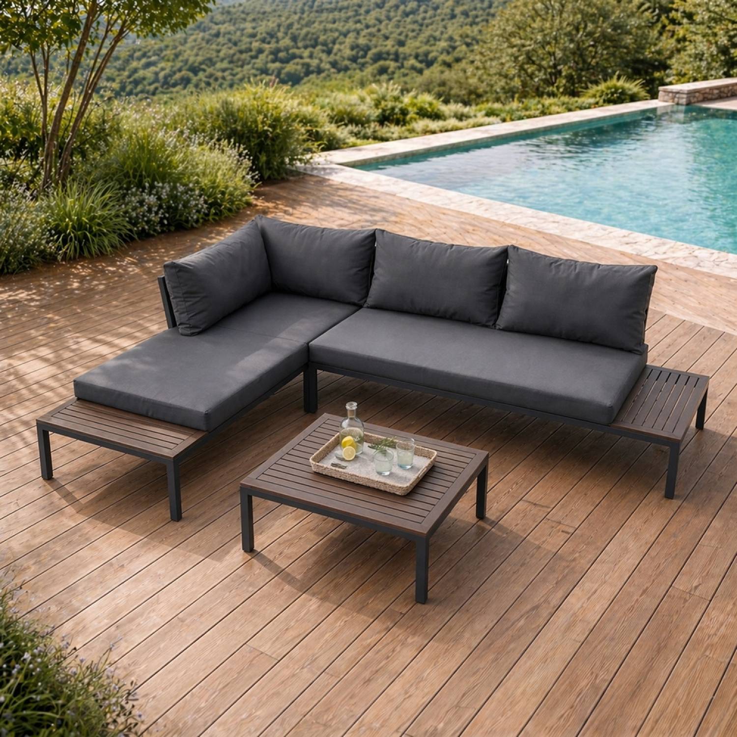 Salon de jardin 3-4 places avec table basse gris foncé MAJURO - Image 5
