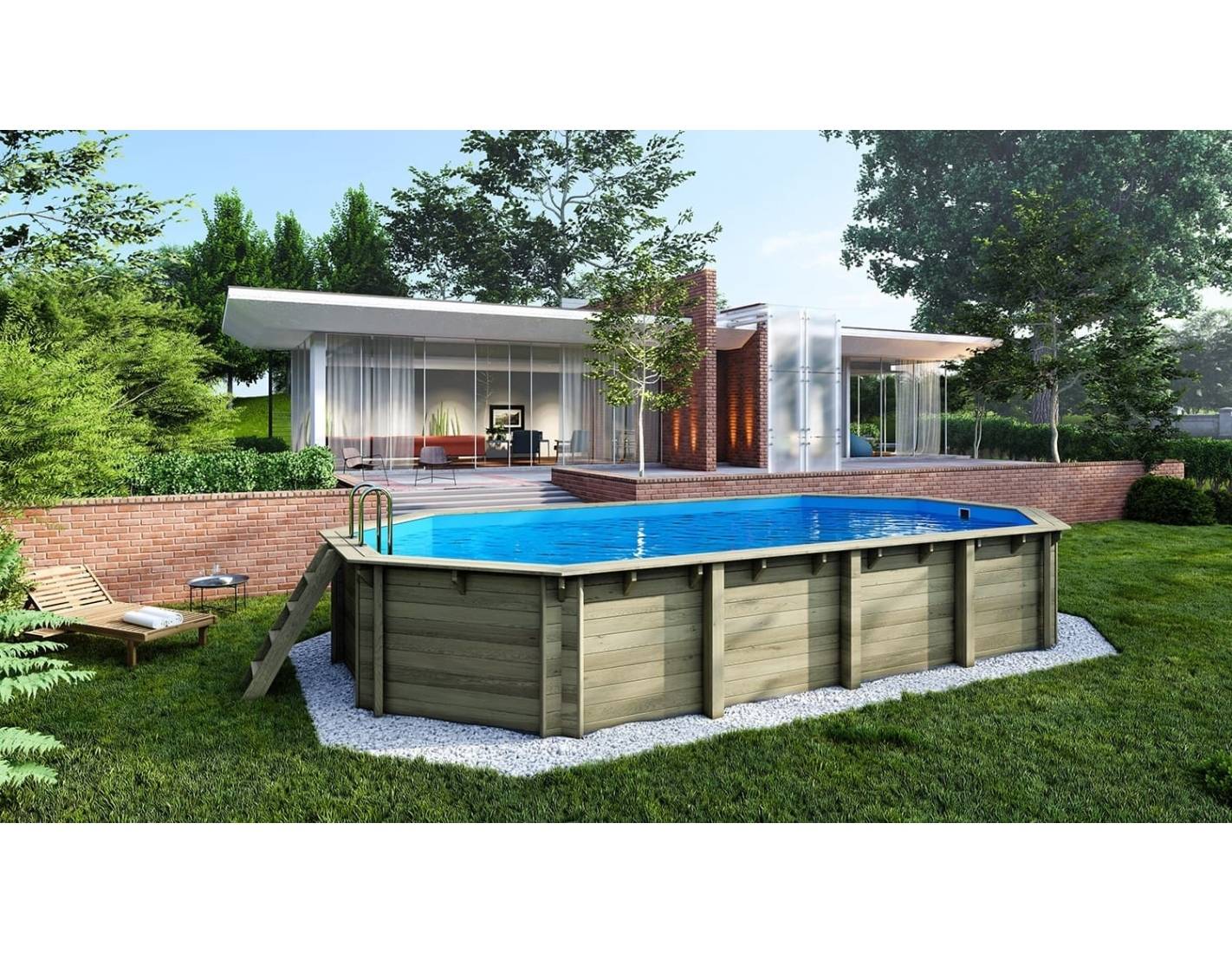 Altanka - Piscine en bois 8.57x4.57 - H.1.31 m fixations à sceller - BAS746OSPI - Imagen 1