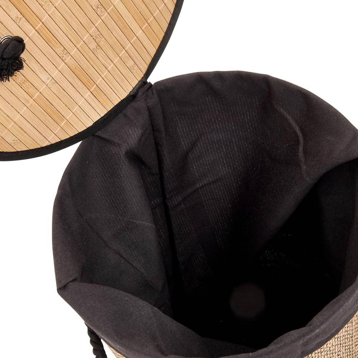 Panier à Linge en Bambou "Stemy" 48L Noir - Image 3