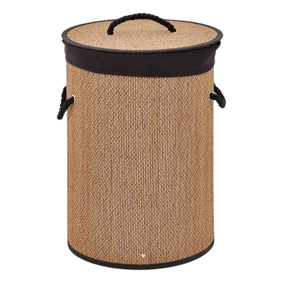 Panier à Linge en Bambou "Stemy" 48L Noir - Image 1