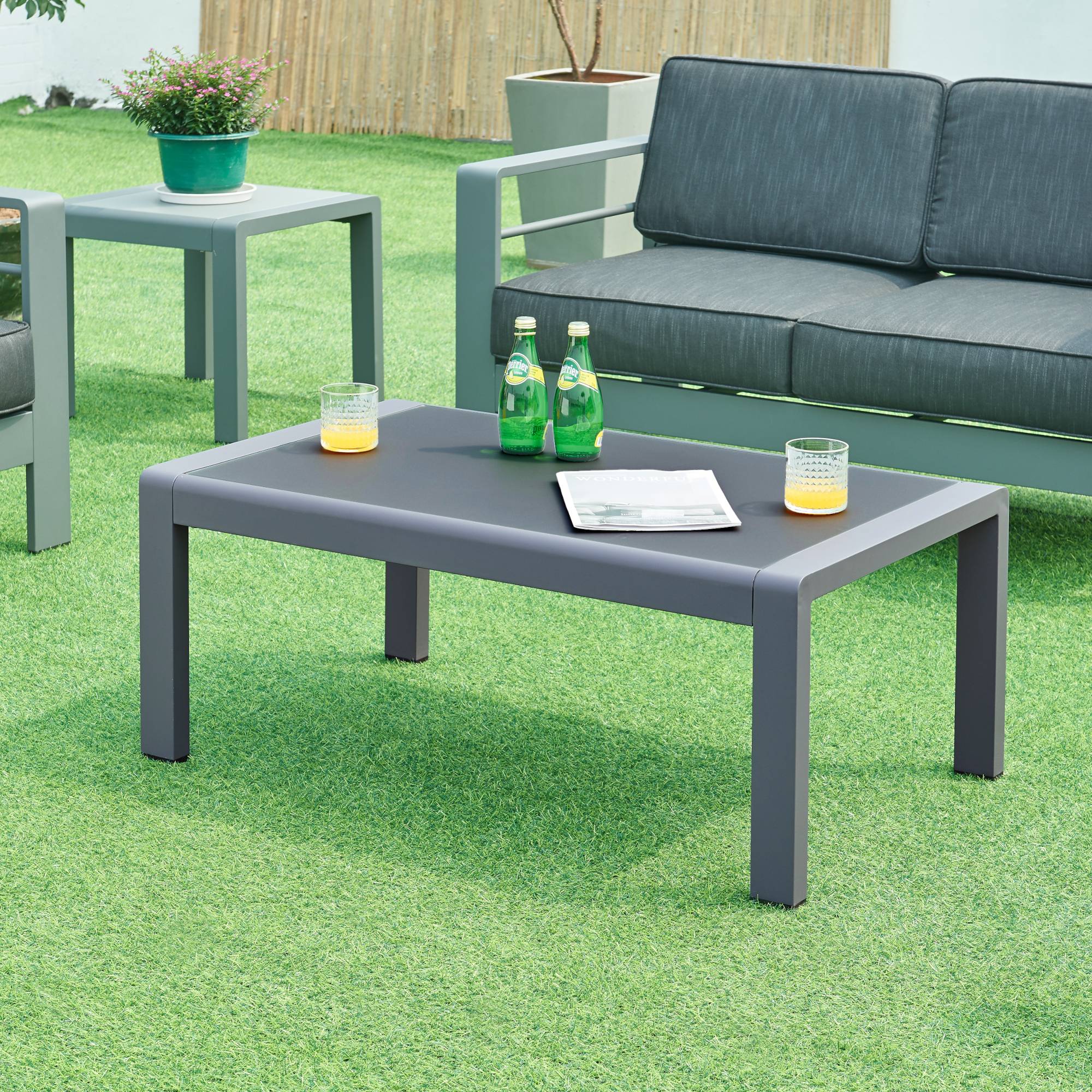 Casa.Pro - Table basse de jardin Avise verre trempé 100 x 60 x 40 cm anthracite casa.pro - Imagen 2