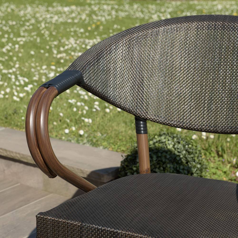 Macabane - VIANNEY - Lot de 2 chaises de jardin bistrot en acier textilène marron - Imagen 3