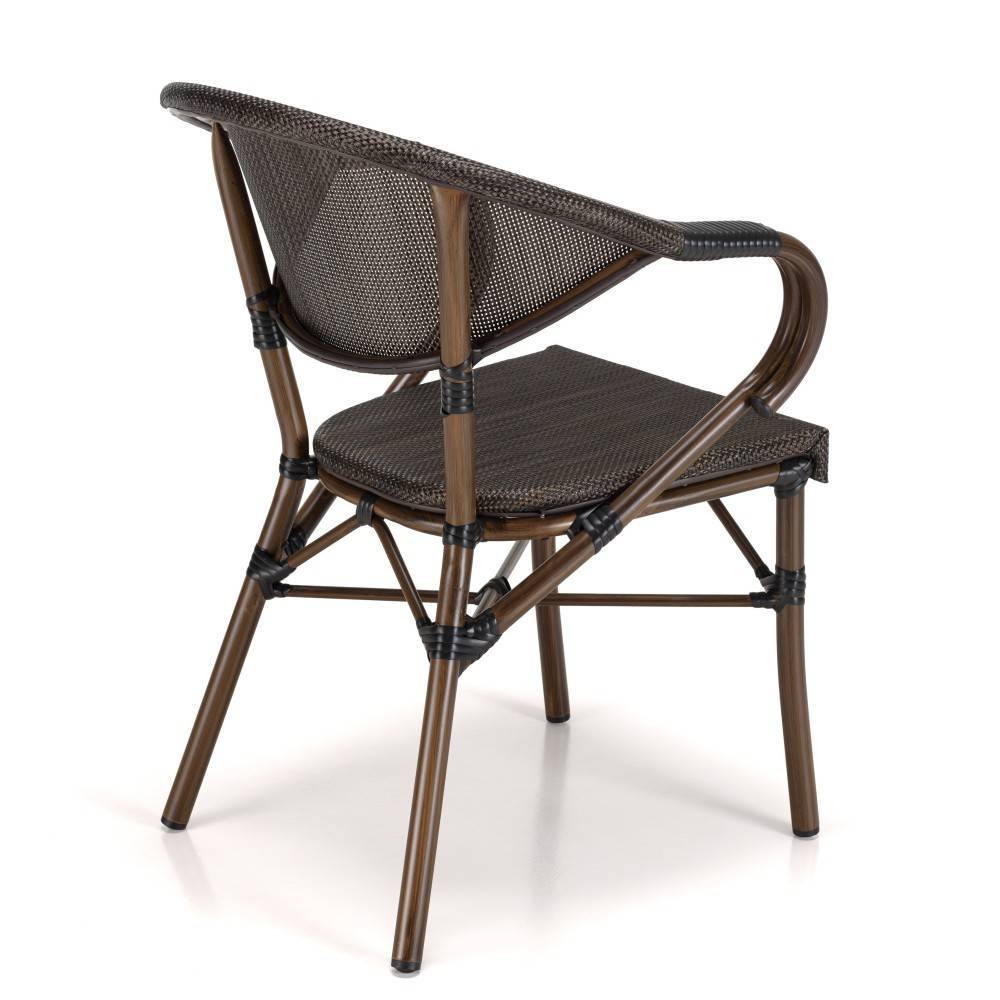 Macabane - VIANNEY - Lot de 2 chaises de jardin bistrot en acier textilène marron - Imagen 7