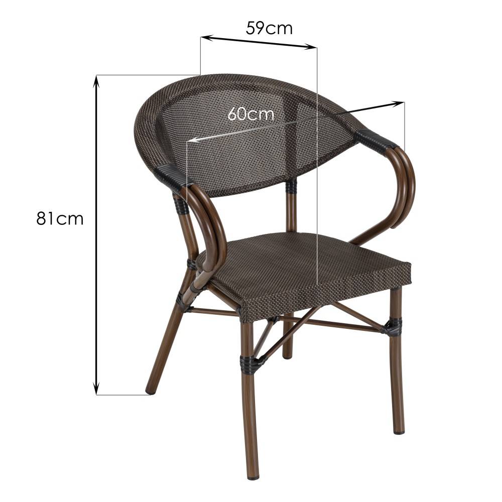 Macabane - VIANNEY - Lot de 2 chaises de jardin bistrot en acier textilène marron - Imagen 8