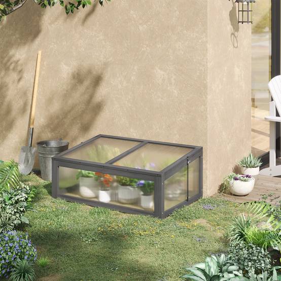 ComfortXL - Mini serre bois terrasse protection hivernale 100x65x40cm gris - ComfortXL Outdoor Living - Image 3