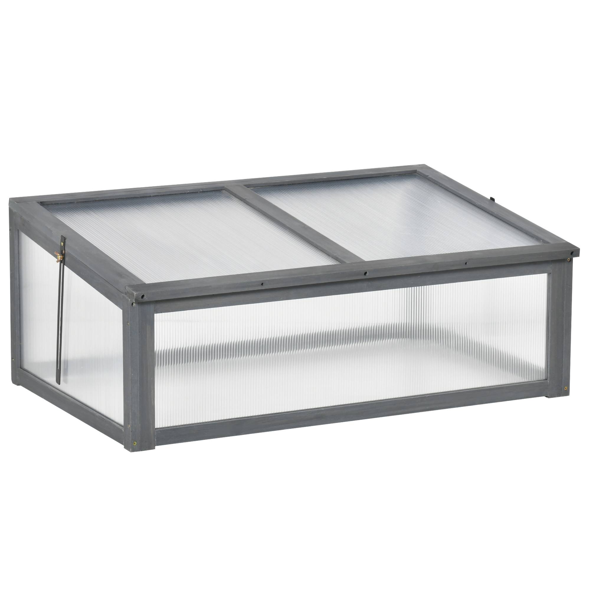 ComfortXL - Mini serre bois terrasse protection hivernale 100x65x40cm gris - ComfortXL Outdoor Living - Image 2
