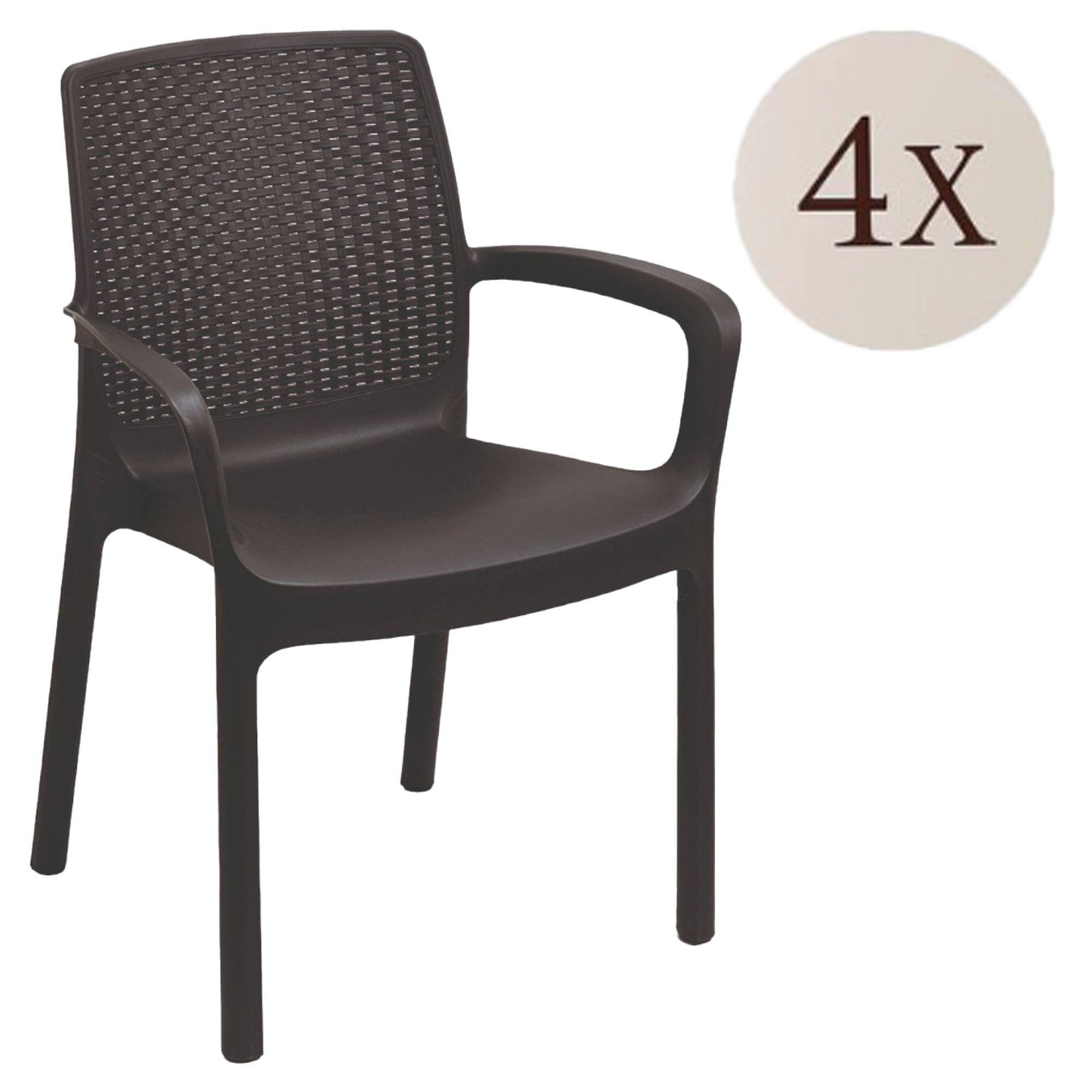 Dmora - Lot de 4 chaises d'extérieur Viterbo, Sièges de jardin, Chaise de table à manger, Fauteuil d'extérieur effet rotin, 54x60h82 cm, Anthracite - Dmora - Imagen 1
