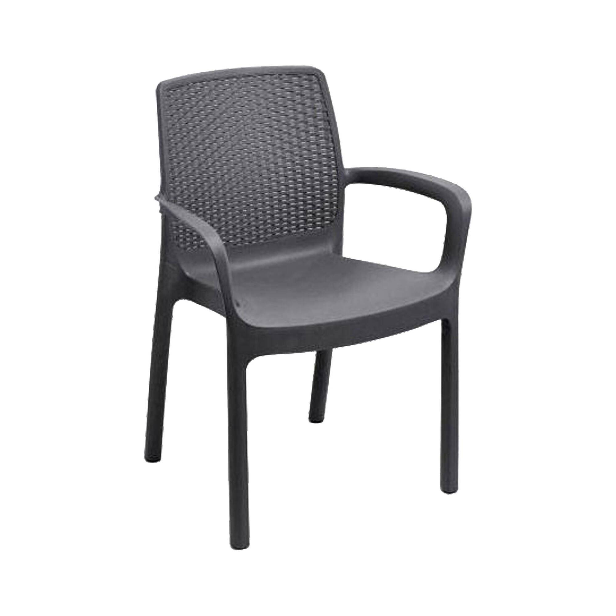 Dmora - Lot de 4 chaises d'extérieur Viterbo, Sièges de jardin, Chaise de table à manger, Fauteuil d'extérieur effet rotin, 54x60h82 cm, Anthracite - Dmora - Imagen 6