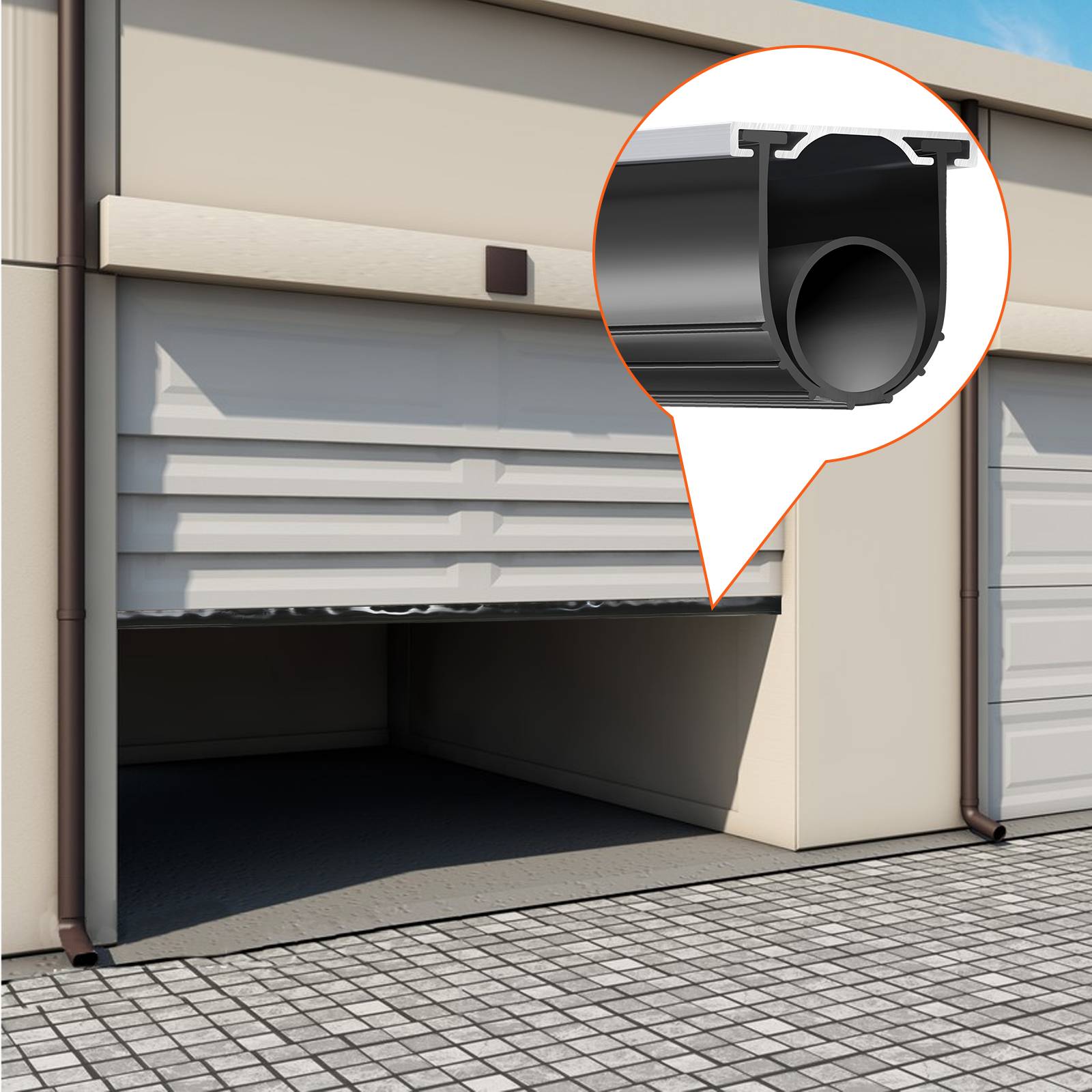 Vevor - VEVOR Joint porte garage 4,8 m, caoutchouc, 10 cm largeur. Empêche vent, pluie. - Image 8